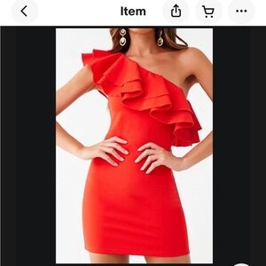 Forever 21 Scarlet Asymmetrical Ruffle Dress